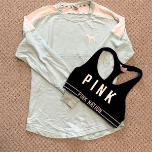 Pink Victoria’s Secret Shirt and Free Sports Bra